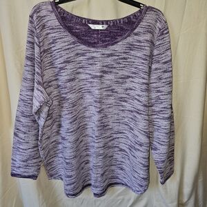 Riders by Lee Marled Purple Crew Neck Sweater